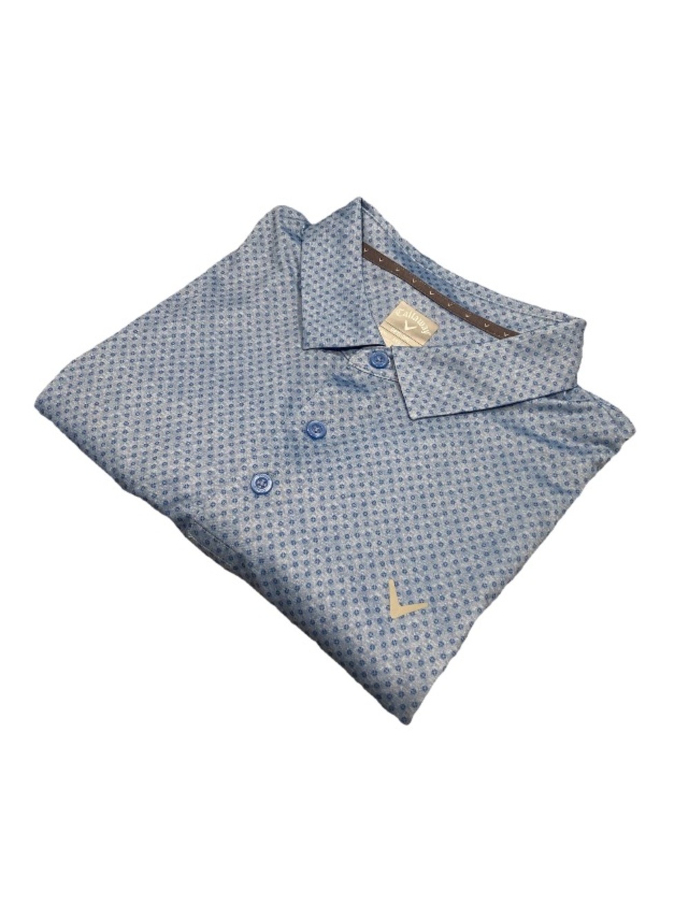 Callaway Men’s XL Light Blue Patterned Opti Dry Golf Shirt NWOT